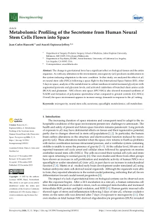 Metabolomic profiling of the secretome from human neural stem cells flown into space.