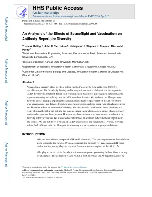 An Analysis of the Effects of Spaceflight and Vaccination on Antibody Repertoire Diversity