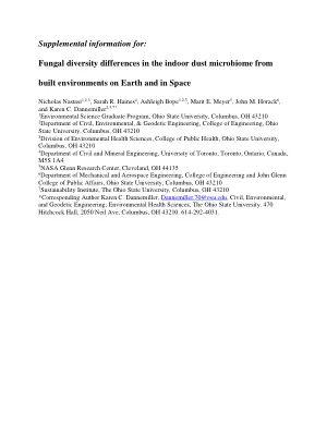 Fungal diversity differences in the indoor dust microbiome from built environments on Earth and in space.