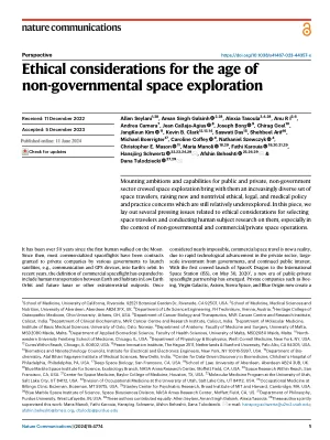 Ethical considerations for the age of non-governmental space exploration
