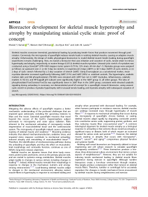 Bioreactor development for skeletal muscle hypertrophy and atrophy by manipulating uniaxial cyclic strain: Proof of concept.