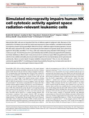 Simulated microgravity impairs human NK [natural killer] cell cytotoxic activity against space radiation-relevant leukemic cells