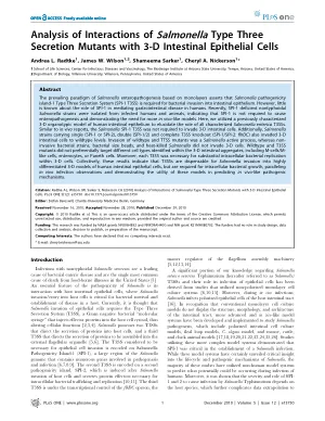 Analysis of interactions of Salmonella type three secretion mutants with 3-D intestinal epithelial cells.