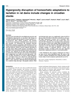 Hypergravity disruption of homeorhetic adaptations to lactation in rat dams include changes in circadian clocks