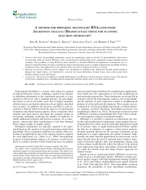 A method for preparing spaceflight RNAlater-fixed Arabidopsis thaliana (Brassicaceae) tissue for scanning electron microscopy.