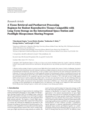 A Tissue Retrieval and Postharvest Processing Regimen for Rodent Reproductive Tissues Compatible with Long-Term Storage on the International Space Station and Postflight Biospecimen Sharing Program