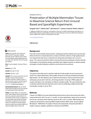 Preservation of Multiple Mammalian Tissues to Maximize Science Return from Ground Based and Spaceflight Experiments
