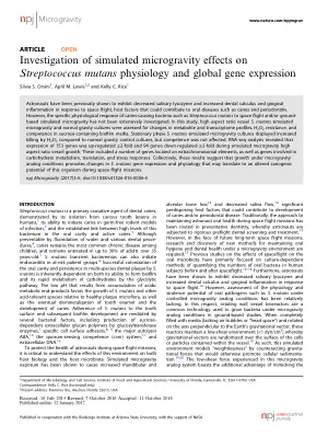 Investigation of simulated microgravity effects on Streptococcus mutans physiology and global gene expression.