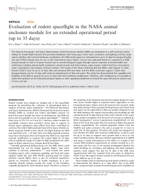 Evaluation of rodent spaceflight in the NASA animal enclosure module for an extended operational period (up to 35 days)