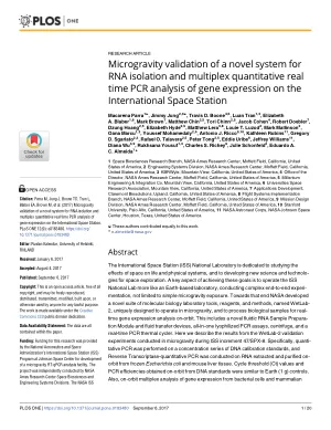 Microgravity validation of a novel system for RNA isolation and multiplex quantitative real time PCR analysis of gene expression on the International Space Station