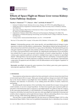 Effects of space flight on mouse liver versus kidney: Gene pathway analyses.