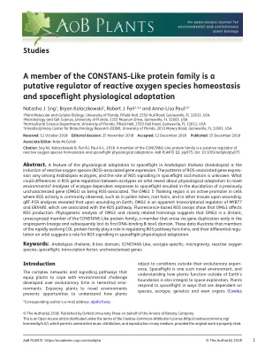 A Member of the CONSTANS-Like Protein Family is a Putative Regulator of ROS Homeostasis and Spaceflight Physiological Adaptation