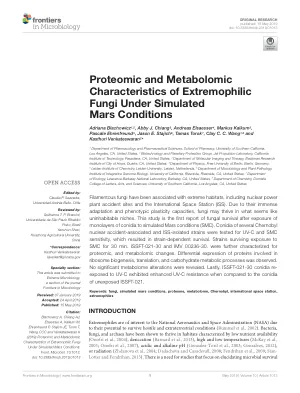 Proteomic and Metabolomic Characteristics of Extremophilic Fungi Under Simulated Mars Conditions.