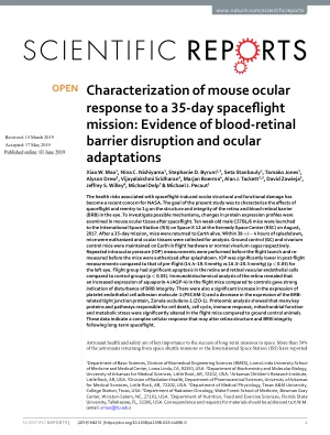 Characterization of mouse ocular response to a 35-day spaceflight mission: Evidence of blood-retinal barrier disruption and ocular adaptations.