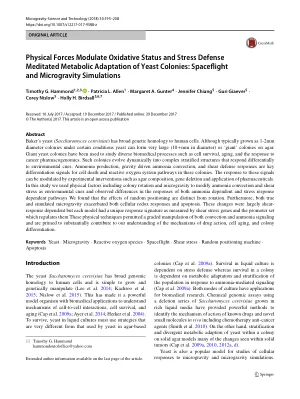 Physical Forces Modulate Oxidative Status and Stress Defense Meditated Metabolic Adaptation of Yeast Colonies: Spaceflight and Microgravity Simulations