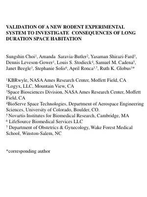 Validation of a new Rodent experimental System to investigate consequences of Long Duration Space Habitation