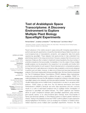 Test of Arabidopsis Space Transcriptome: A discovery environment to explore multiple plant biology spaceflight experiments.