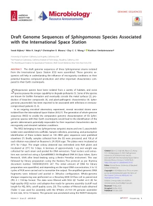 Draft Genome Sequences of Sphingomonas Species Associated with the International Space Station