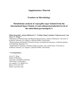Characterization of Aspergillus niger Isolated from the International Space Station