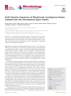 Draft Genome Sequences of Rhodotorula mucilaginosa Strains Isolated from the International Space Station