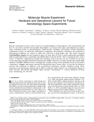 Molecular muscle experiment: Hardware and operational lessons for future astrobiology space experiments