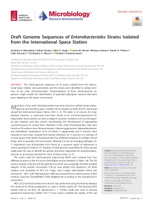 Draft Genome Sequences of Enterobacteriales Strains Isolated from the International Space Station