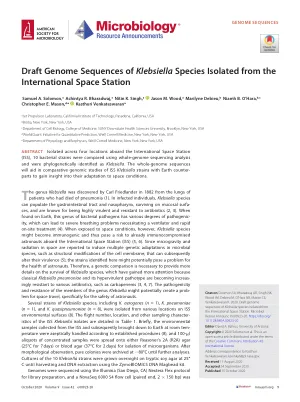 Draft Genome Sequences of Klebsiella Species Isolated from the International Space Station