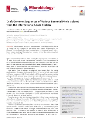 Draft Genome Sequences of Various Bacterial Phyla Isolated from the International Space Station