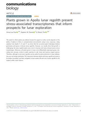 Plants grown in Apollo lunar regolith present stress-associated transcriptomes that inform prospects for lunar exploration