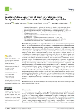 Enabling clonal analyses of yeast in outer space by encapsulation and desiccation in hollow microparticles.