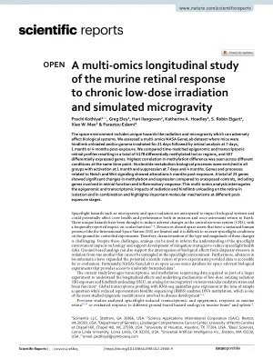 A multi-omics longitudinal study of the murine retinal response to chronic low-dose irradiation and simulated microgravity.