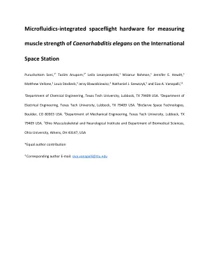 Microfluidics-integrated spaceflight hardware for measuring muscle strength of Caenorhabditis elegans on the International Space Station.