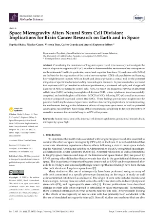 Space Microgravity Alters Neural Stem Cell Division: Implications for Brain Cancer Research on Earth and in Space