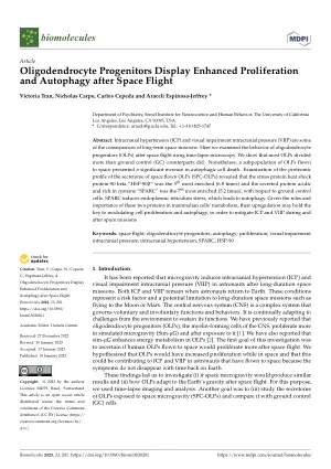 Oligodendrocyte Progenitors Display Enhanced Proliferation and Autophagy after Space Flight