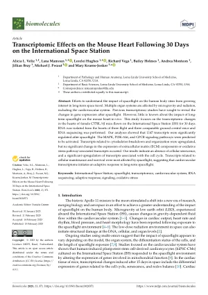 Transcriptomic effects on the mouse heart following 30 days on the International Space Station.